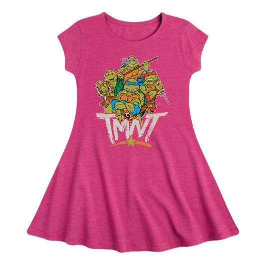 Girls' - Teenage Mutant Ninja Turtles - Leo and Brothers TMNT Fit & Flair Cap Sleeve Dress