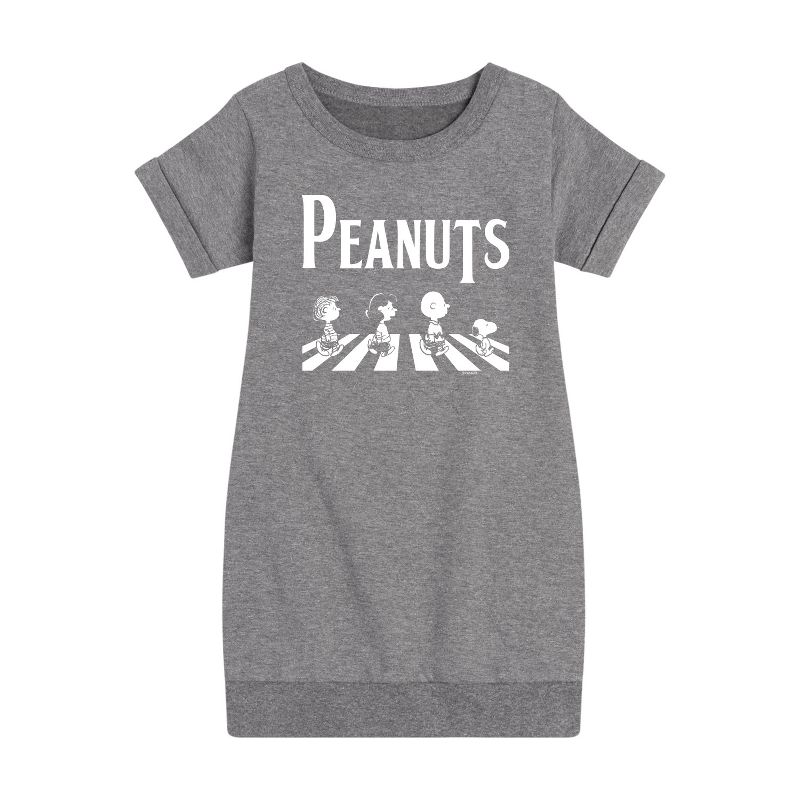 فستان صوف بأكمام قصيرة مطبوع عليه رسومات Peanuts Crossing Road للبنات