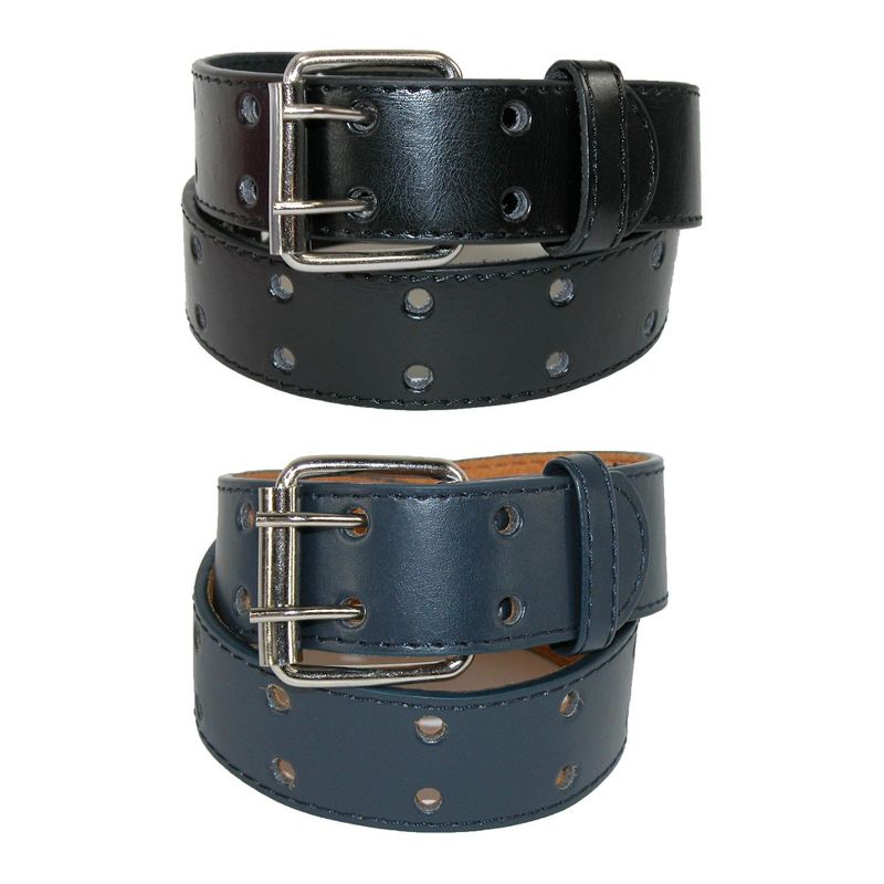 CTM Kid's Leather Two Hole Jean Belt (Pack of 2 Colors)