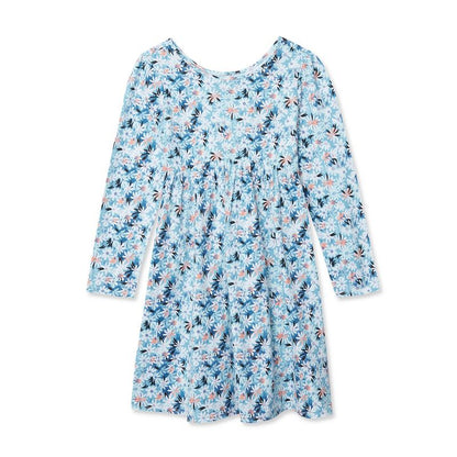 Lands' End Kids Long Sleeve Gathered Waist Jersey Dress