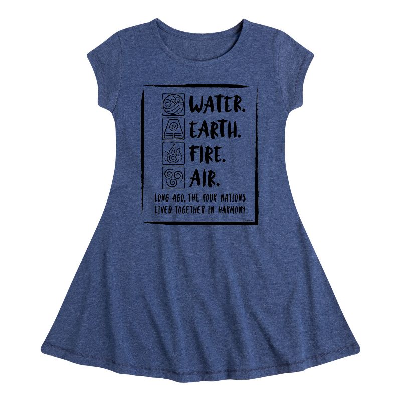 Girls' - Avatar: The Last Airbender - Elements Harmony Fit & Flair Cap Sleeve Dress