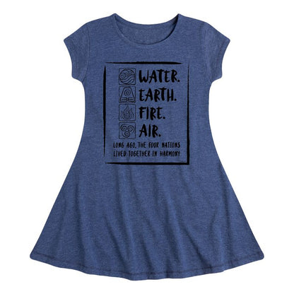 Girls' - Avatar: The Last Airbender - Elements Harmony Fit & Flair Cap Sleeve Dress