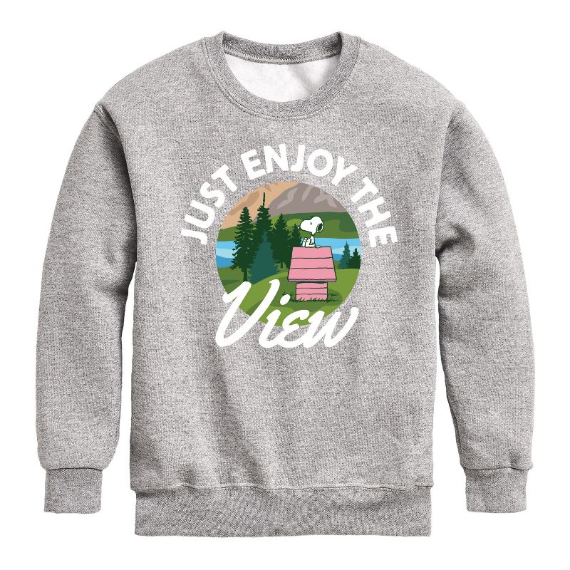 Boys' - Peanuts - Just Enjoy The View Graphic Long Sleeve Fleece Sweatshirt