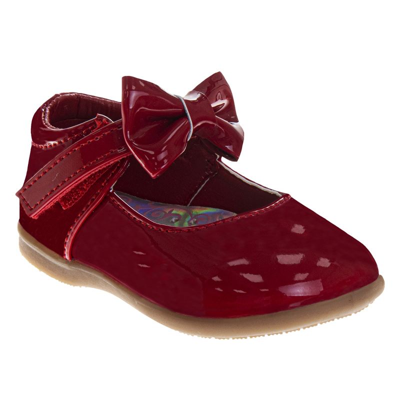 Josmo Baby Girls' Mary Jane Flats with Bow Detail: Non-Slip Sole Wedding Flower Girls' Shoes (Infants/Toddler Sizes)