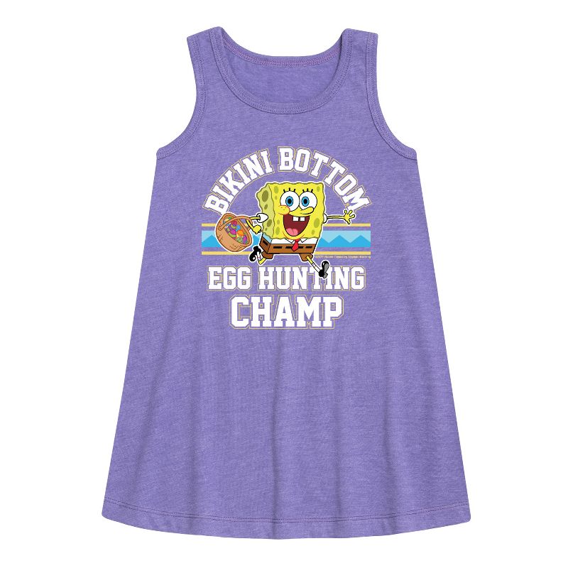 Girls' - SpongeBob Squarepants - Bikini Bottom Egg Hunting Champ Graphic Sleeveless Aline Dress