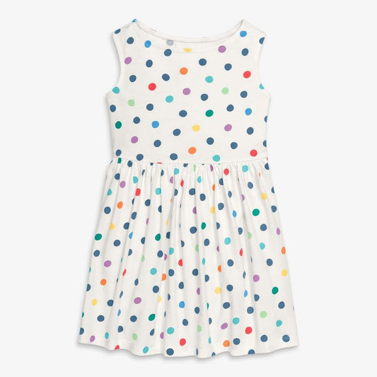Primary Kids Recess Dress in Rainbow Confetti Dots
