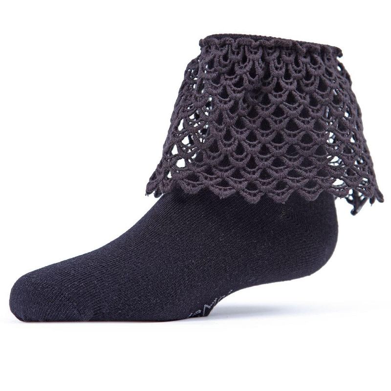 Memoi Lacy Loopsy Girls Cotton Blend Anklet Sock