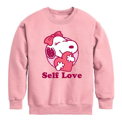Boys' - Peanuts - Self Love Belle Graphic Long Sleeve Fleece Sweatshirt