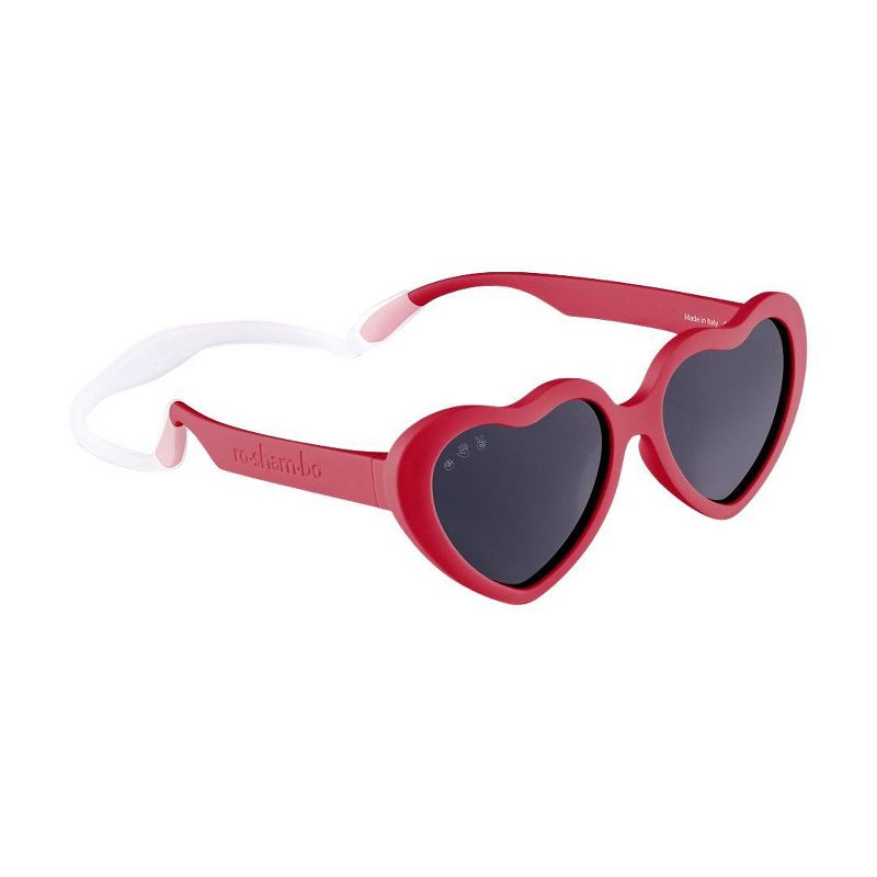 Roshambo Bend-in-Half Flexible Heart Kids Sunglasses | Made in Italy | Polarized UV400 Lens | Carrying Sleeve, Silicone Strap & Ear Locks Included!