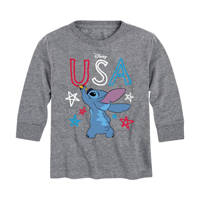Boys' - Lilo and Stitch - USA Stitch Drawing Long Sleeve Graphic T-Shirt
