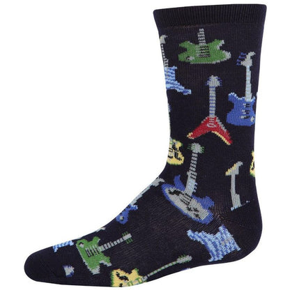 Memoi Boys' Guitar Rayon from Bamboo Blend Crew Socks