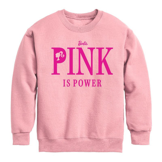 Boys' - Barbie - Pink Is Power Graphic Long Sleeve Fleece Sweatshirt