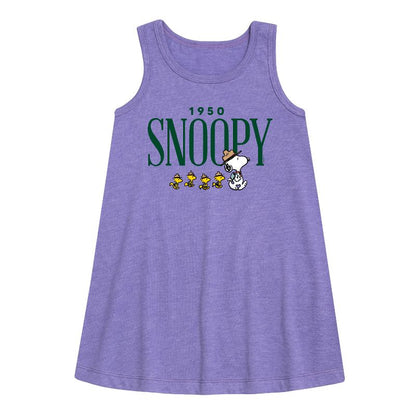 Girls' - Peanuts - 1950's Camper Snoopy Graphic Sleeveless Aline Dress