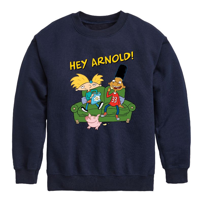 Boys' - Hey Arnold! - Arnold, Gerald and Abner Graphic Long Sleeve Fleece Sweatshirt