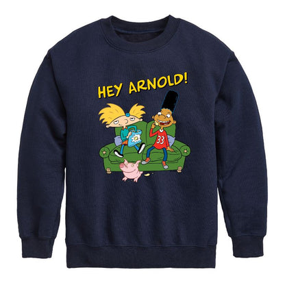 Boys' - Hey Arnold! - Arnold, Gerald and Abner Graphic Long Sleeve Fleece Sweatshirt