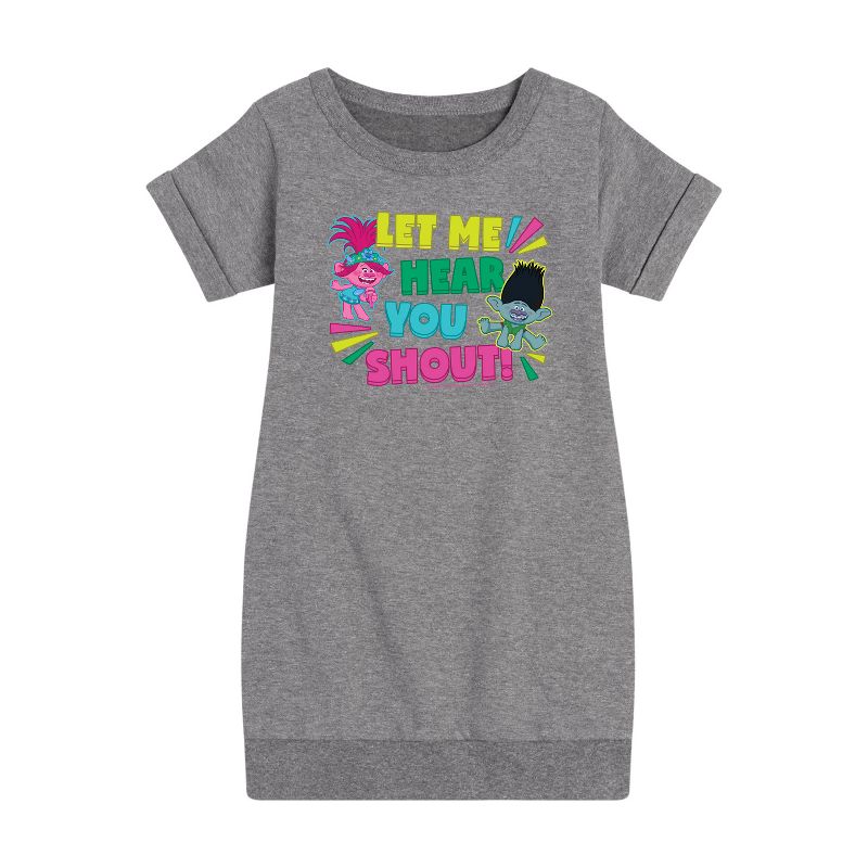 فستان صوف بأكمام قصيرة مطبوع عليه صورة "بوبي آند برانش" للفتيات - ترولز - دعني أسمع صراخك