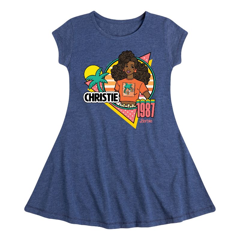 فستان كريستي ريترو ١٩٨٧ للبنات - باربي - بأكمام قصيرة، بتصميم أنيق وعصري