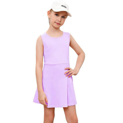 Girls Tennis Dress with Built-in Shorts Girls Athletic Dress Sleeveless A Line Tennis Dress Pleated Girls Golf Dress