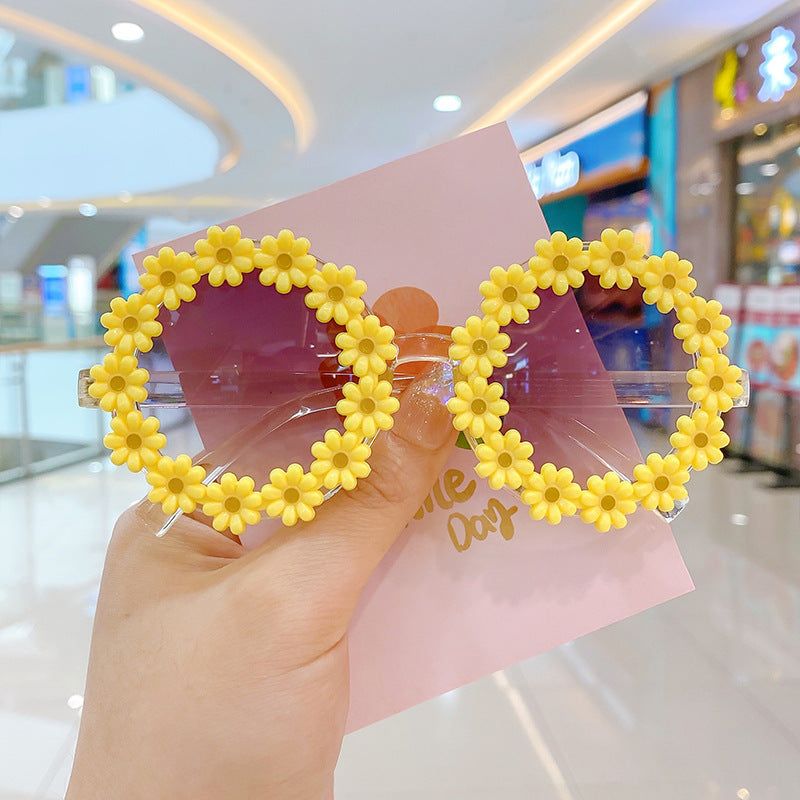 MyKids-Usa Girls Lovely Sunflower Round Frame Sunglasses