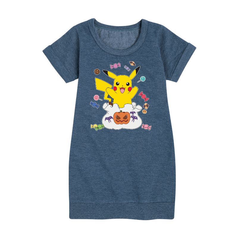 Girls' - Pokémon - Gotta Eat Em All Graphic Short Sleeve Fleece Dress