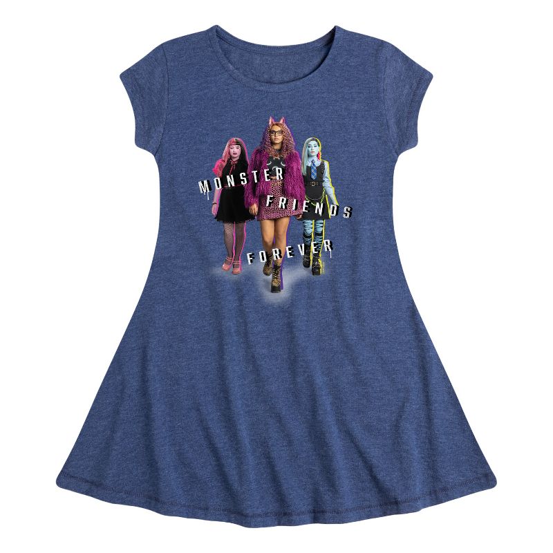 Girls' - Mattel - Frankie, Draculaura, & Clawdeen M.F.F Fit & Flair Cap Sleeve Dress