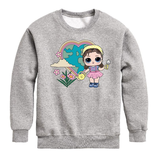 Boys' - LOL Surprise! - Grow Gurrl Heart Earth Graphic Long Sleeve Fleece Sweatshirt