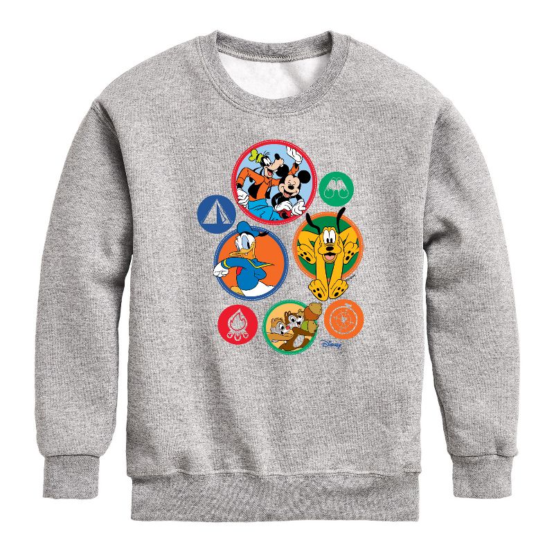 Boys' - Disney - Mickey Patches Graphic Long Sleeve Fleece Sweatshirt