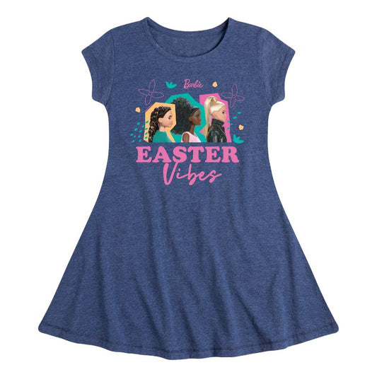 Girls' - Barbie - Easter Vibes Fit & Flair Cap Sleeve Dress