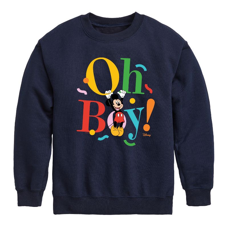 Boys' - Disney - Mickey Oh Boy Graphic Long Sleeve Fleece Sweatshirt