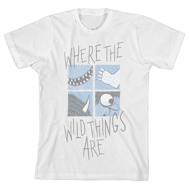 Where The Wild Things Are Monster Parts Grid Boy's White Crew Neck Short Sleeve T-shirt