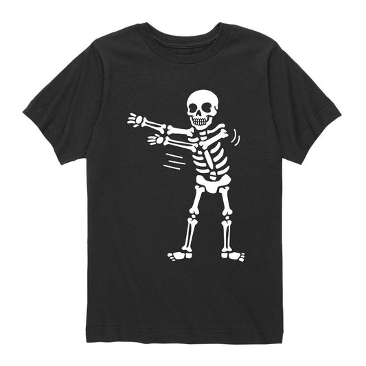 تي شيرت جرافيكي بأكمام قصيرة برسومات هيكل عظمي راقص لعيد الهالوين للأولاد - رسالة فورية