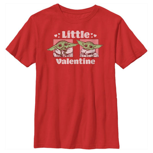 Boy's Star Wars The Mandalorian Valentine's Day The Child Little Valentine Panels T-Shirt