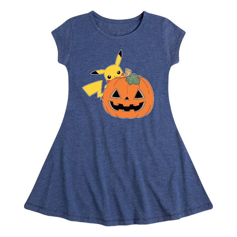 فستان بناتي - بوكيمون - بيكاتشو بقصّة اليقطين وأكمام قصيرة