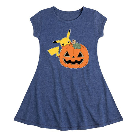 فستان بناتي - بوكيمون - بيكاتشو بقصّة اليقطين وأكمام قصيرة