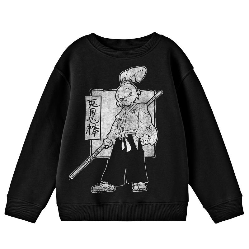 سويت شيرت Usagi Yojimbo Distressed Character Sketch Youth أسود برقبة دائرية وأكمام طويلة