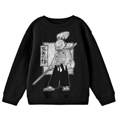 سويت شيرت Usagi Yojimbo Distressed Character Sketch Youth أسود برقبة دائرية وأكمام طويلة