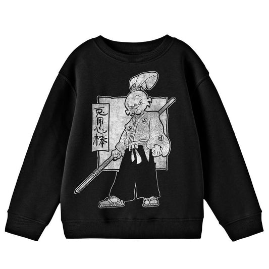 سويت شيرت Usagi Yojimbo Distressed Character Sketch Youth أسود برقبة دائرية وأكمام طويلة
