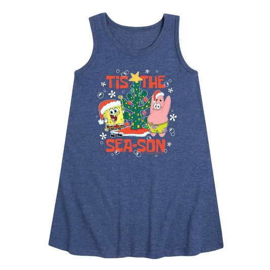 Girls' - SpongeBob SquarePants - Tis The Season Graphic Sleeveless Aline Dress