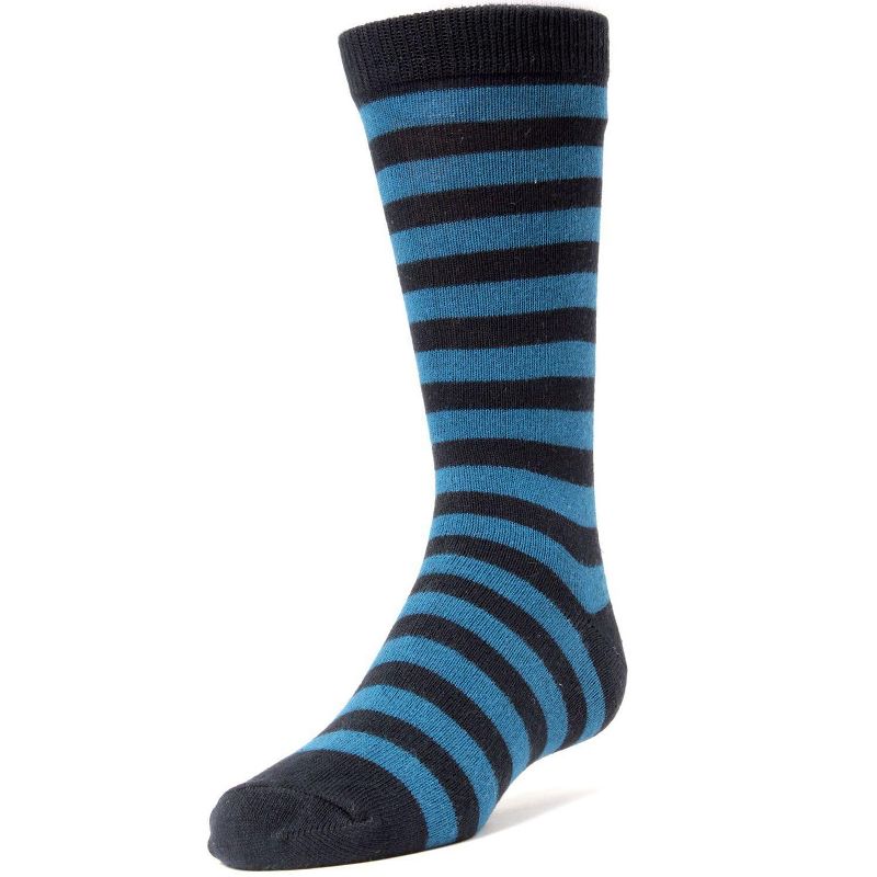 Memoi Two Color Striped Boys Cotton Blend Dress Socks