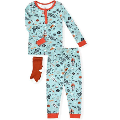 Sleep On It  Boys 2-Piece Super Soft Jersey Snug-Fit Pajama Set with Matching Socks - Baby Boy Pajamas and Toddler Pajama Sets