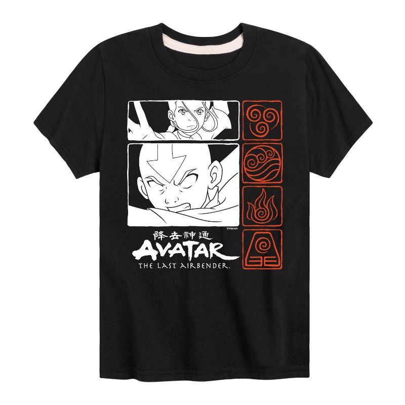 Boys' - Avatar: The Last Airbender - Aang and Katara Elements Grid Short Sleeve Graphic T-Shirt