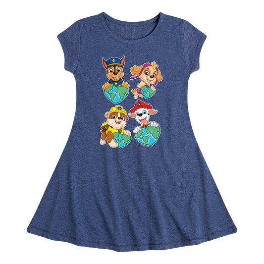 Girls' - Paw Patrol - Heart Earth Fit & Flair Cap Sleeve Dress