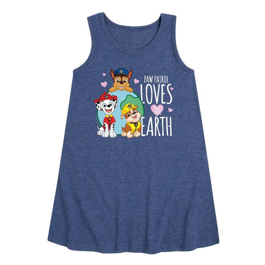 Girls' - Paw Patrol - Loves Earth Graphic Sleeveless Aline Dress