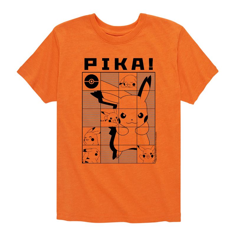 تي شيرت جرافيكي بأكمام قصيرة بتصميم شبكي من بوكيمون للأولاد - بيكا بيكاتشو