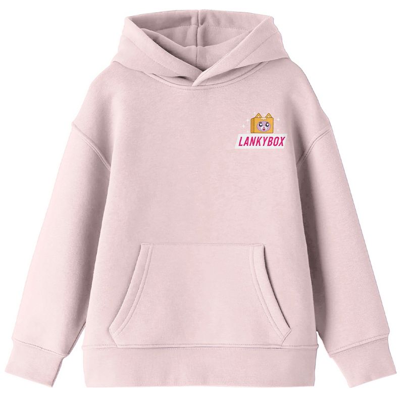 Lanky Box Boxy & Foxy Front & Back Graphics Girl's Cradle Pink Long Sleeve Hooded Sweatshirt