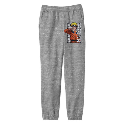 Naruto Smiling Naruto Character Youth Athletic Gray Graphic Jogger Pants