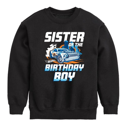 Boys' - Hot Wheels - Sister Of Birthday Boy Graphic Long Sleeve Fleece Sweatshirt