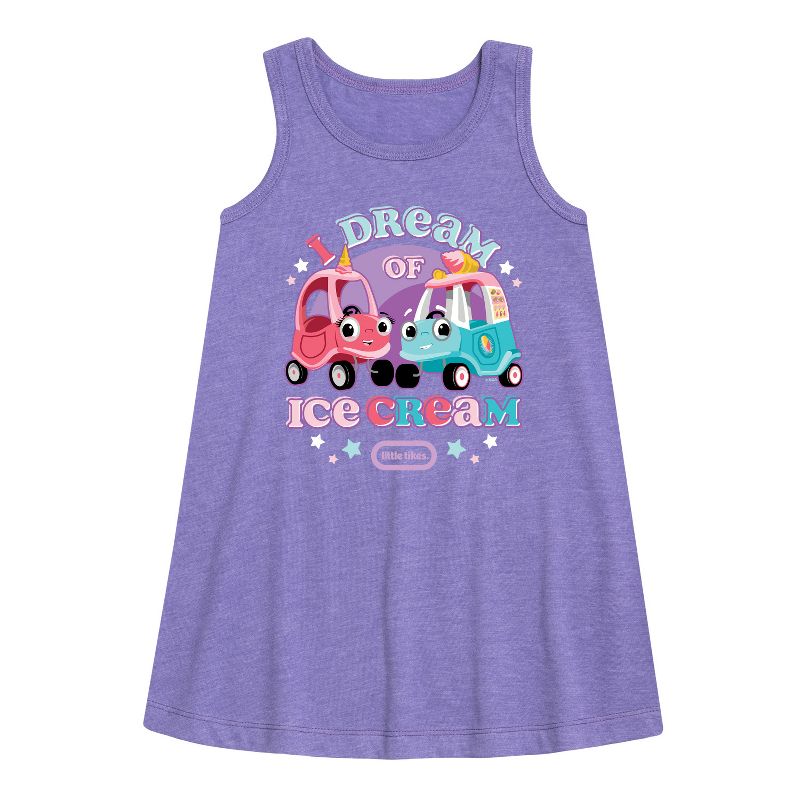 فستان بناتي من ليتل تايكس - أحلم بالآيس كريم - بدون أكمام - بتصميم خطي