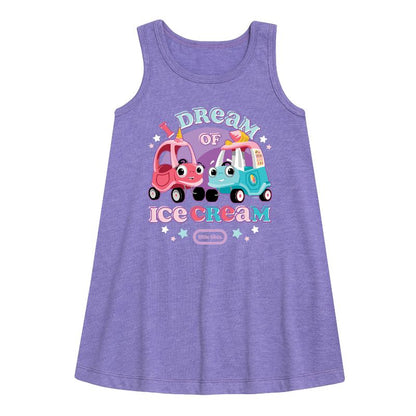 فستان بناتي من ليتل تايكس - أحلم بالآيس كريم - بدون أكمام - بتصميم خطي