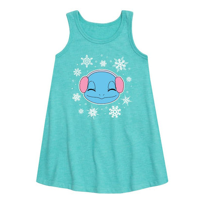 Girls' - Pokémon - Squirtle And Snowflakes Graphic Sleeveless Aline Dress